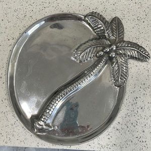 Rustic Decorative Pewter Palm Tree Plate